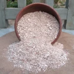 Egg shell powder in a clay pot, natural calcium fertilizer for plants in Bangladesh
